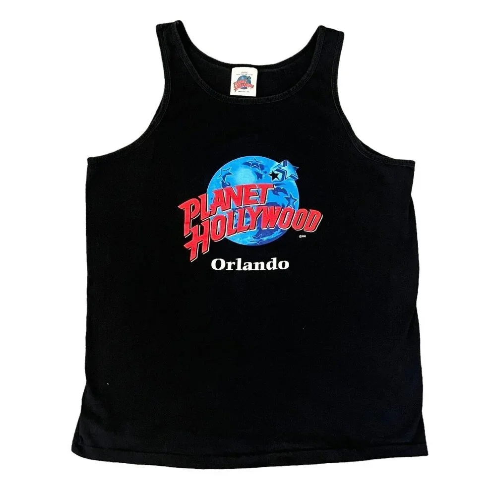 VTG 90s Planet Hollywood Tank Top Shirt Large Orlando Florida Disney World - Picture 1 of 5